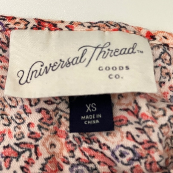 Universal Thread Ditsy Floral Peasant Red Pink Top Cotton Size XS - Picture 5 of 9